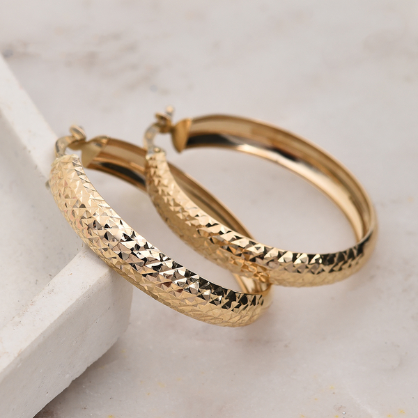 9K Yellow Gold Hoop Earrings (With Clasp)