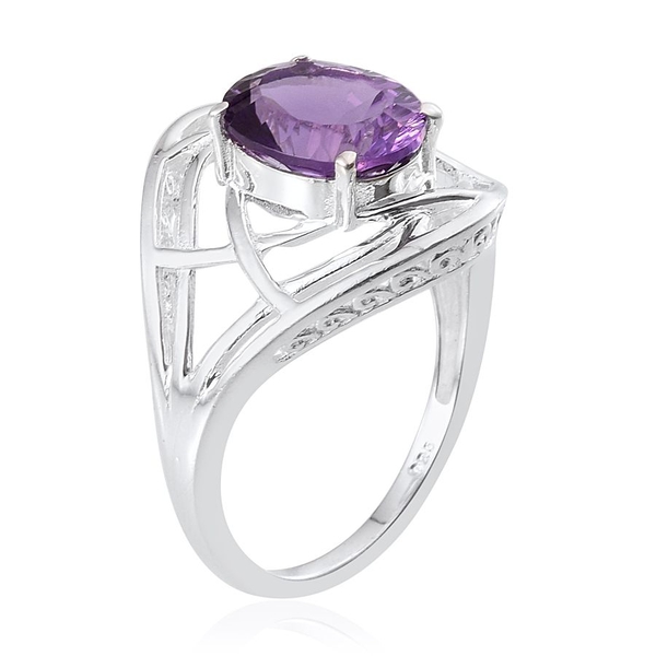 Brazilian Amethyst (Ovl) Solitaire Ring in Sterling Silver 2.750 Ct.