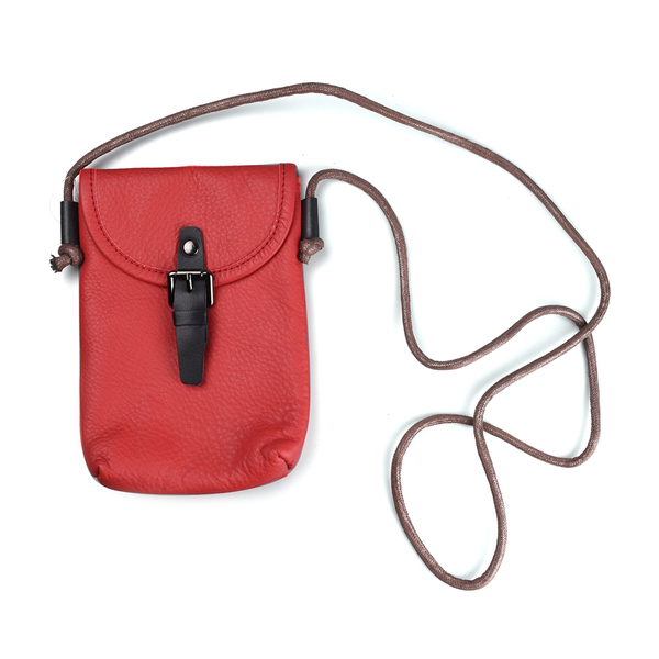 100% Genuine Leather Crossbody Bag (Size 13x4x20cm) - Red