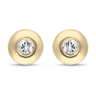 14K Yellow Gold SGL Certified Diamond (I2/G-H) Stud Earrings (with Push Back) 0.10 Ct.