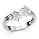 Diamond Twin-Star Stacker Ring in Platinum Overlay Sterling Silver