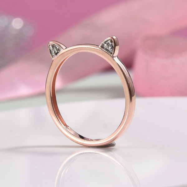 Diamond Cat Ear Stacking Ring in Rose Gold Plated Silver