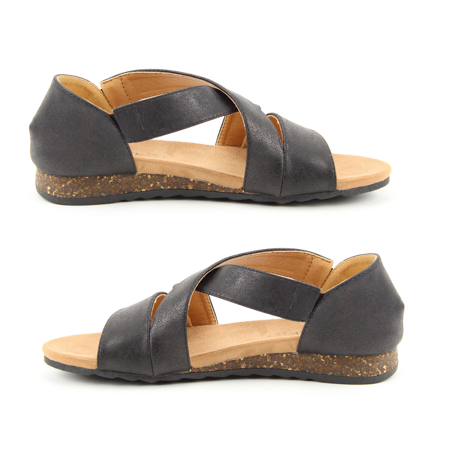 Heavenly Feet Estelle Womens Cross Sandal in Black