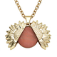 Red Jasper Sunflower Pendant with Chain (Size 24 With 2 Inch Extender) in Yellow Gold Tone
