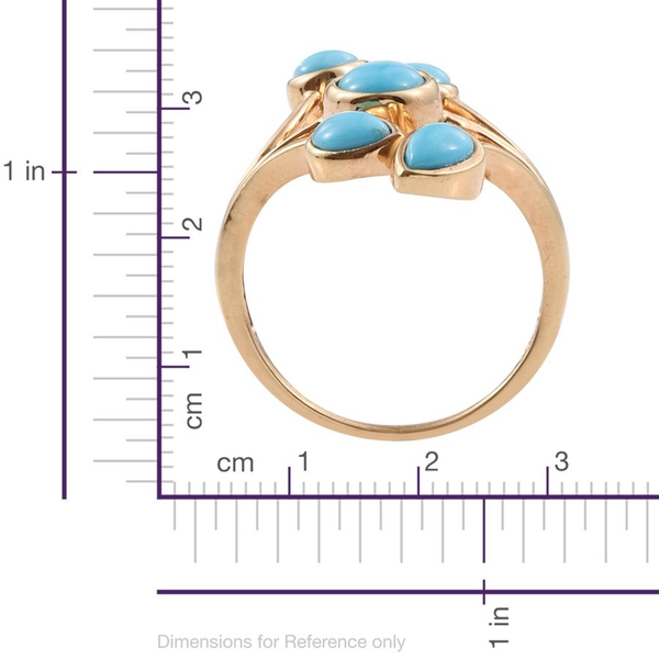 Arizona Sleeping Beauty Turquoise (Rnd 0.60 Ct) Ring in 14K Gold Overlay Sterling Silver 2.000 Ct.