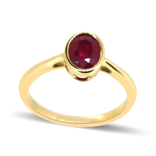 9K Y Gold AAA Ruby (Ovl) Solitaire Ring 1.500 Ct.