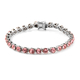 Lustro Stella Rose Peach Crystal Bracelet (Size 7.5) in Silver Tone