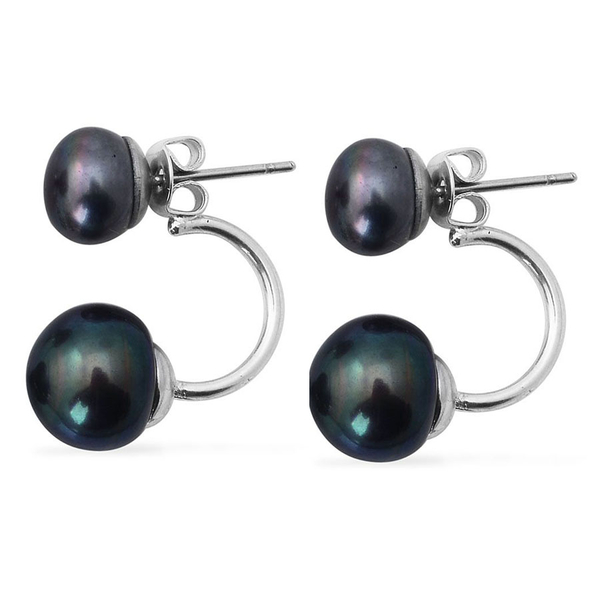 Fresh Water Peacock Pearl Earrings (with Push Back) in Stainless Steel 10.000 Ct.