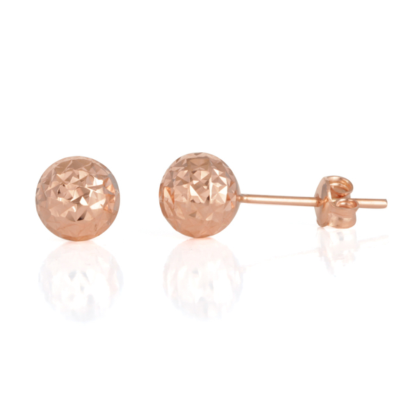 Close Out Deal 9K Rose Gold Diamond Cut Ball Stud Earrings (6mm to 7mm)