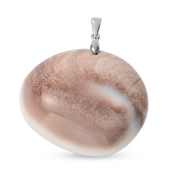 Fossil Shell Pendant in Rhodium Overlay Sterling Silver