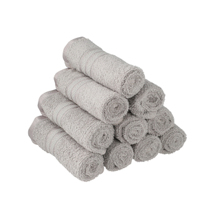 Set of 10 - 100%Egyptian Cotton Face Towel (Size:30x30Cm) - Silver Grey