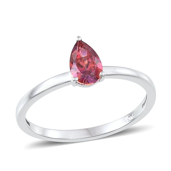 Set of 3 - Platinum Overlay Sterling Silver Solitaire Ring Made with Red, Yellow and Blue  ZIRCONIA 1.520 Ct.