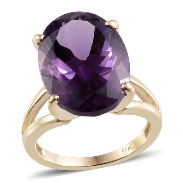 9K Y Gold Zambian Amethyst (Ovl) Solitaire Ring 11.000 Ct.