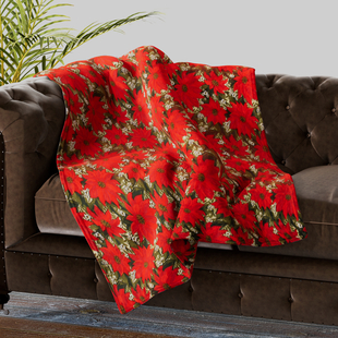  Luxurious Super Soft Floral Pattern Flannel Blanket - Orange