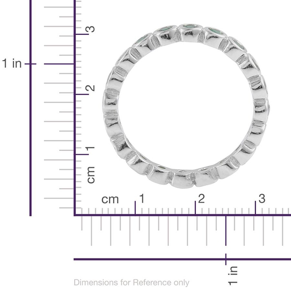 Simulated Green Spinel (Rnd) Full Eternity Ring in Rhodium Plated Sterling Silver 0.800 Ct.
