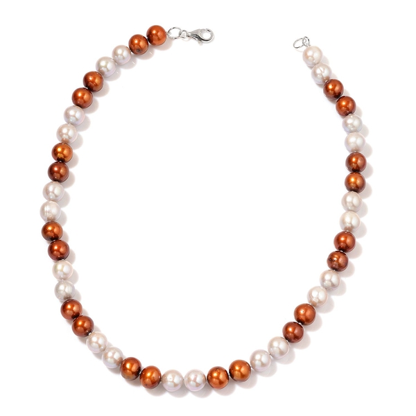Fresh Water Pearl and Fresh Water Silver Grey Pearl Necklace (Size 18) in Sterling Silver 274.020 Ct
