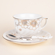 Set of 6 - European Cup Set with Peony Pattern in White and Gold Colour