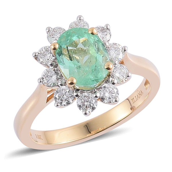ILIANA 18K Y Gold Boyaca Colombian Emerald (Ovl 2.75 Ct), Diamond Ring 3.750 Ct.