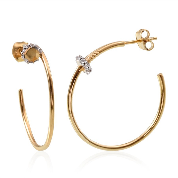 Lustro Stella - 14K Gold Overlay Sterling Silver (Rnd) Earrings (with Push Back) Made with Finest CZ