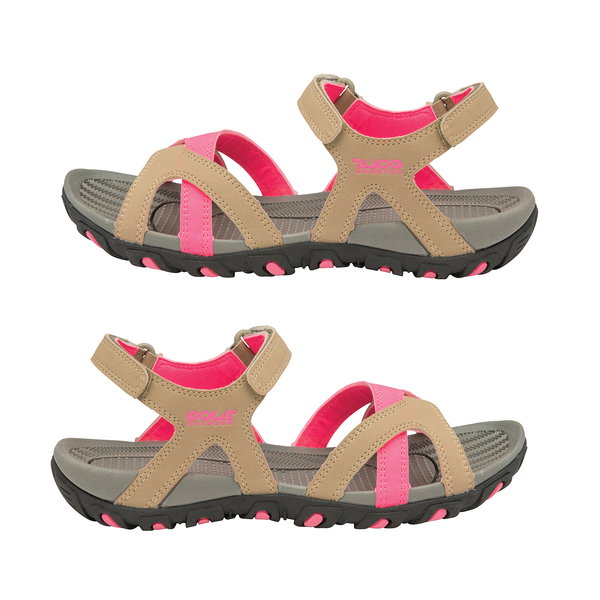 Gola Cedar Walking Sandal in Taupe and Hot Pink Colour