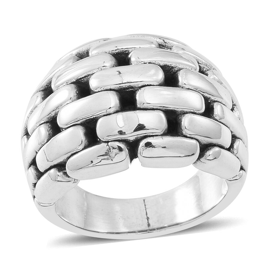 Statement Collection Sterling Silver Link Design Ring, Silver wt 7.16 Gms.