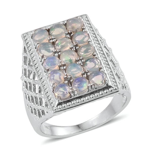 Ethiopian Welo Opal (Rnd) Ring in Platinum Overlay Sterling Silver 3.000 Ct.