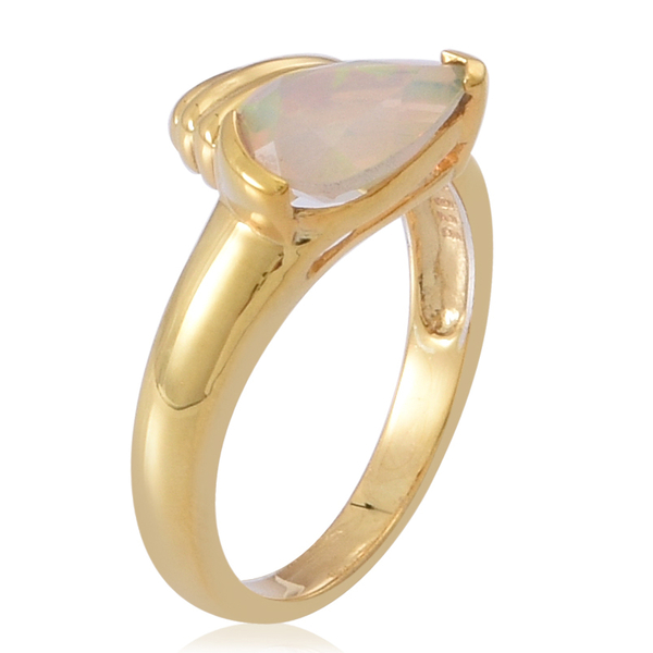 Ethiopian Welo Opal (Pear) Solitaire Ring in 14K Gold Overlay Sterling Silver 1.250 Ct.