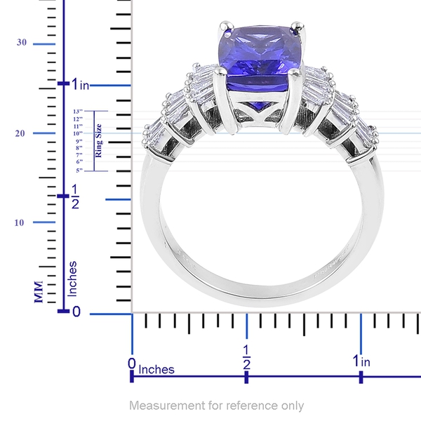 RHAPSODY 950 Platinum 3.65 Ct AAAA Tanzanite Ring with 0.50 Ct Diamond VS E-F, Platinum Wt 7.50 Gm
