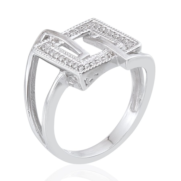Lustro Stella - Platinum Overlay Sterling Silver (Rnd) Ring Made with Finest CZ 0.224 Ct.