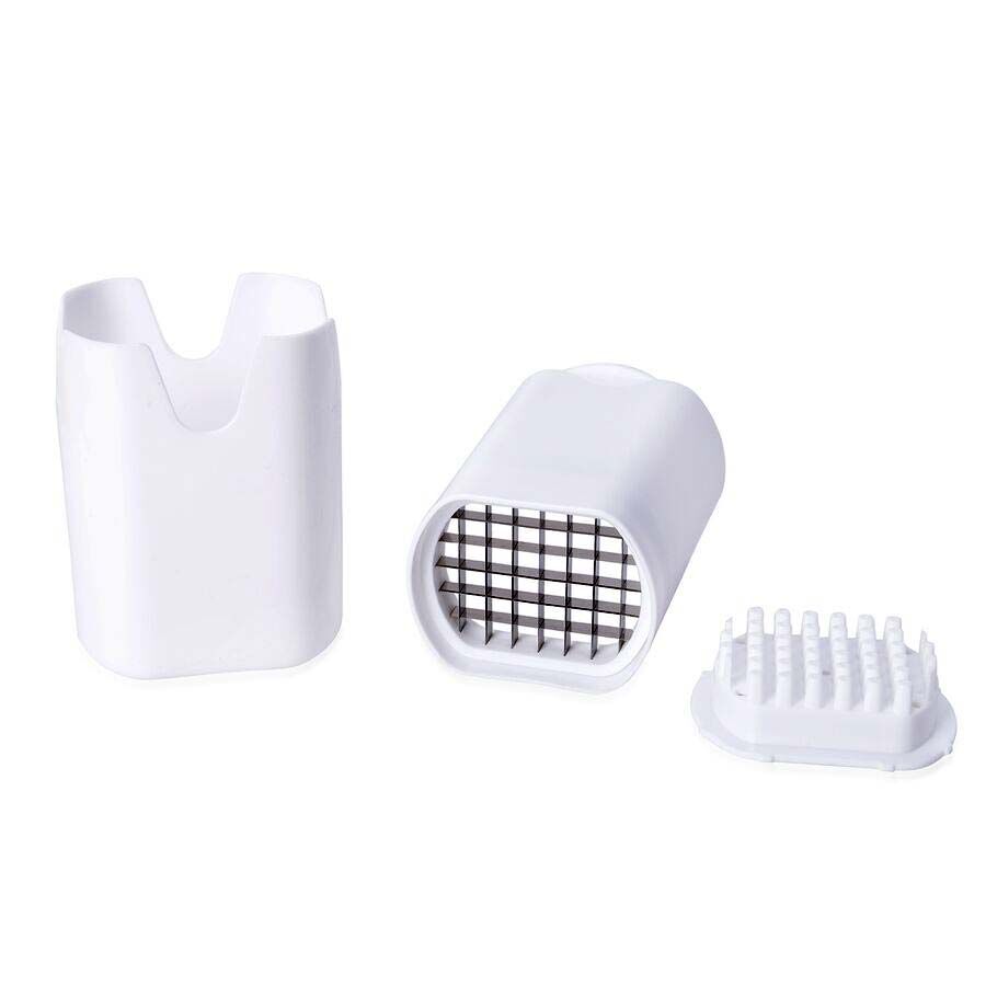 Multifunctional Vegetable Cutter (Size 21.5x4 Cm) and French Fries Chopper (Size 8x9x13 Cm) - Black, White and Orange