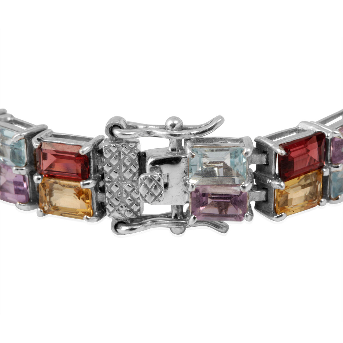 Amethyst (Oct), Citrine, Indian Garnet and Sky Blue Topaz Bracelet in Sterling Silver (Size 7.5) 32.430 Ct.