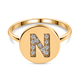 White Diamond Initial-N Ring in 14K Gold Overlay Sterling Silver,0.070 Ct.