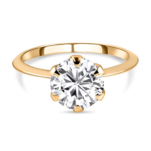 9K Yellow Gold Moissanite ( 100 facets) Solitaire Ring