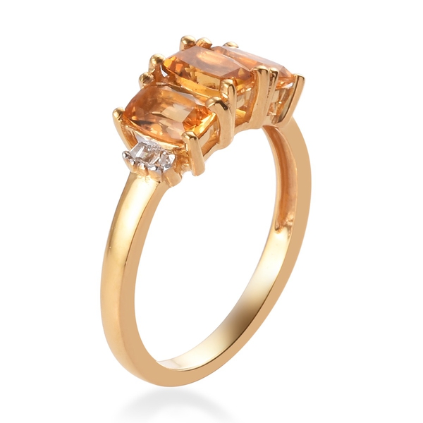 AA Citrine (Cush) and Diamond Ring in 14K Yellow Gold Overlay Sterling Silver 1.50 Ct.