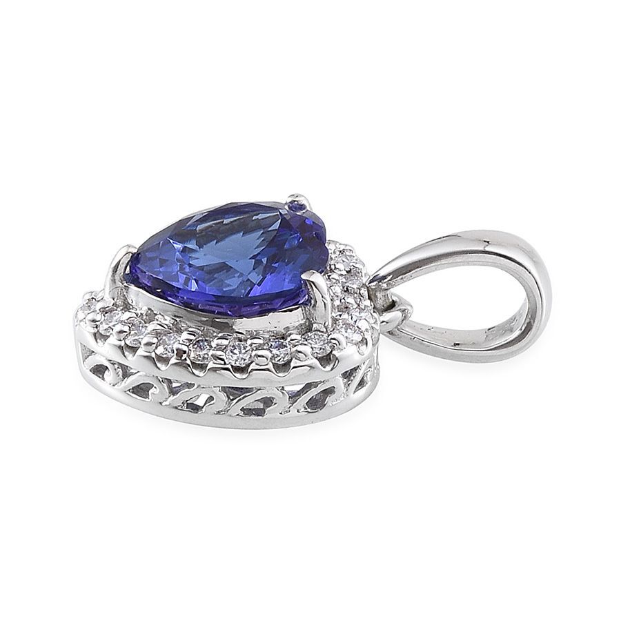 ILIANA 18K W Gold AAA Tanzanite (Hrt 3.05 Ct), Diamond Pendant 3.350 Ct.