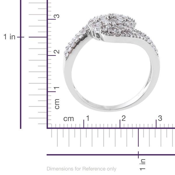 Designer Inspired- Diamond (Rnd) Flower Ring in Platinum Overlay Sterling Silver 0.500 Ct.