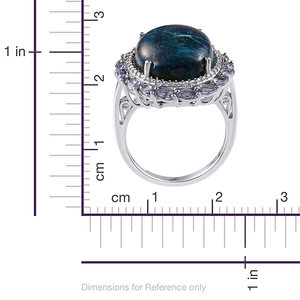 Table Mountain Shadowkite (Ovl 17.50 Ct), Tanzanite Ring in Platinum Overlay Sterling Silver 19.000 Ct.