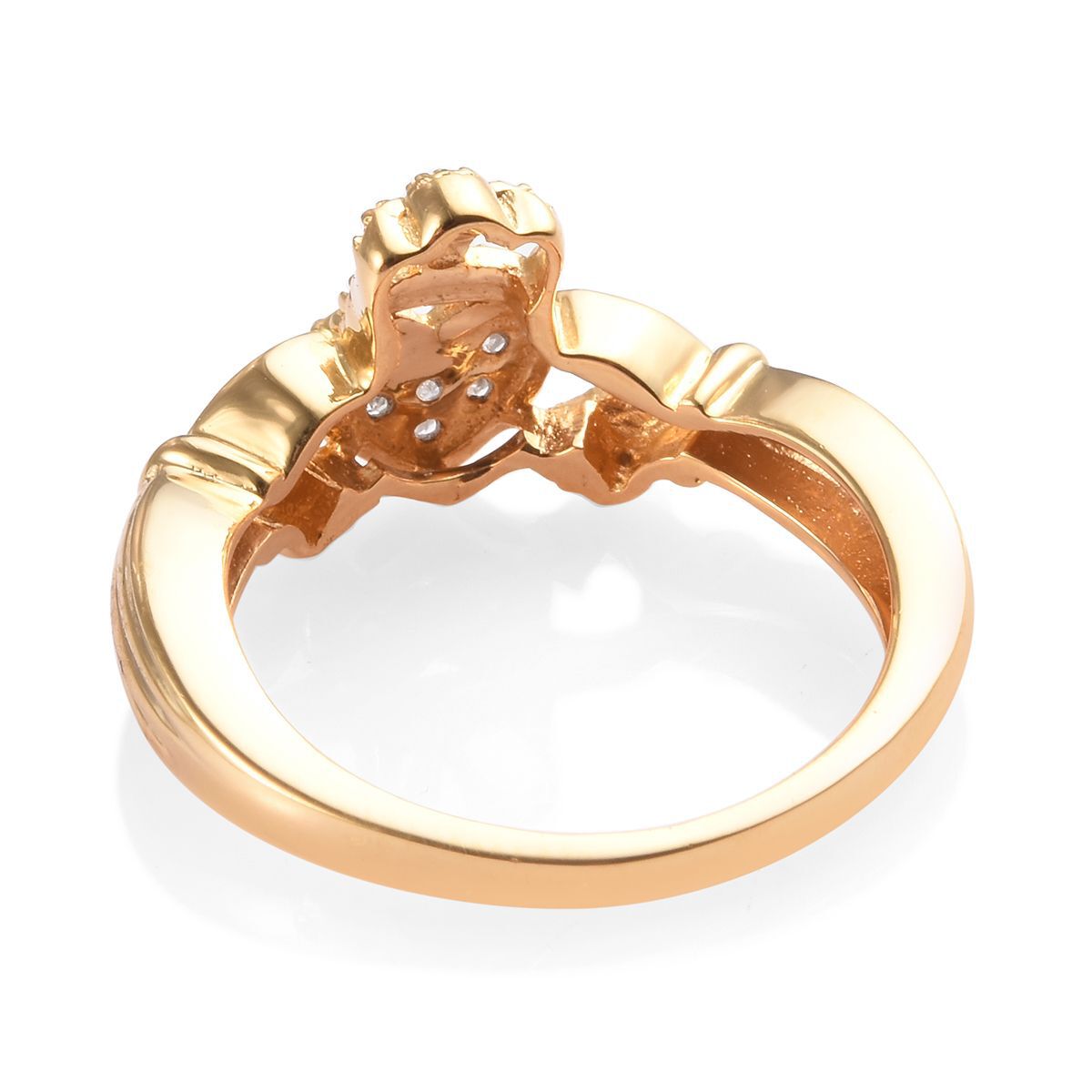Diamond Claddagh Ring in Gold Overlay Sterling Silver.