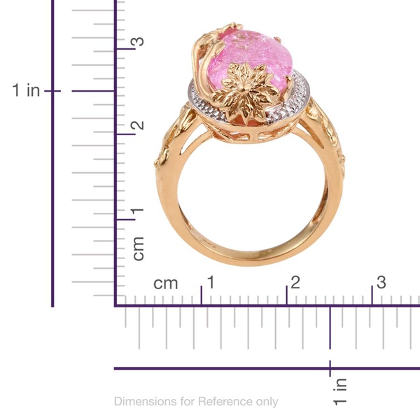 Hot Pink Crackled Quartz (Ovl) Solitaire Ring in 14K Gold Overlay Sterling Silver 8.000 Ct.