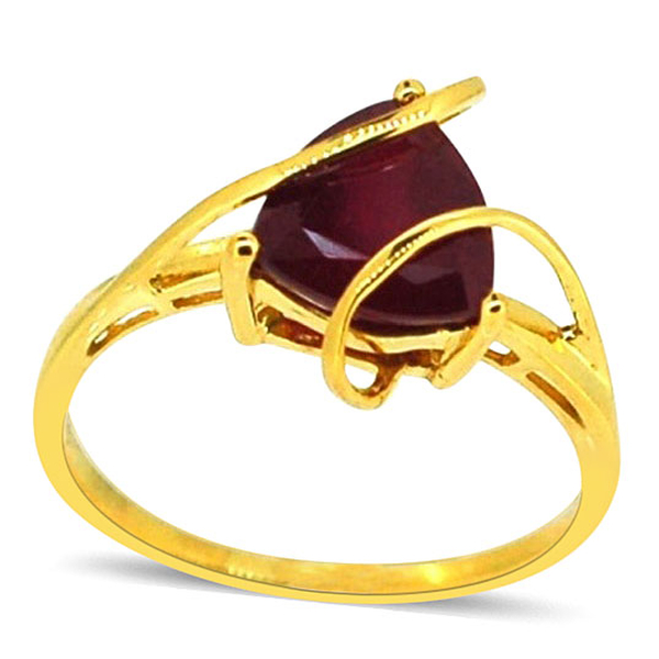 African Ruby (Trl) Solitaire Ring in 14K Gold Overlay Sterling Silver 3.250 Ct.
