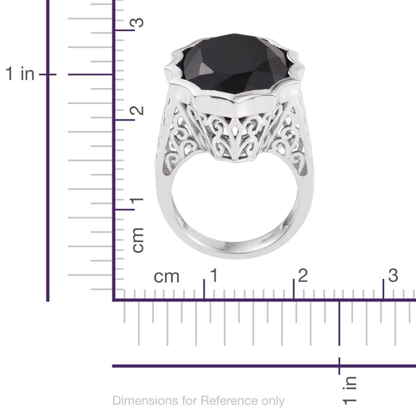 Australian Midnight Tourmaline (Ovl) Ring in Platinum Overlay Sterling Silver 19.250 Ct.