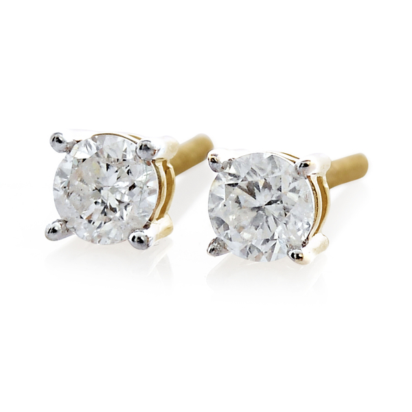 14K Y Gold SGL Certified Diamond (Rnd) (I2/ G-H) Stud Earrings (with Screw Back) 0.500 Ct.