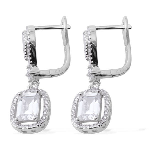 Brilliant Cut ELANZA Simulated Diamond (Oct) Earrings (with Clasp Lock) in Rhodium Plated Sterling S
