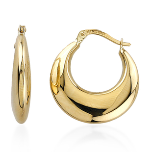 One Time Close Out Deal - 9K Yellow Gold Creole Hoop Earrings (With Clasp)