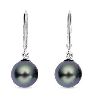 Tahitian Pearl Lever Back Earrings in Platinum Overlay Sterling Silver