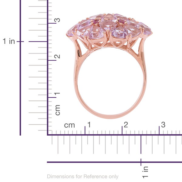 Rose De France Amethyst (Trl), Rhodolite Garnet Floral Ring in Rose Gold Overlay Sterling Silver 9.750 Ct.