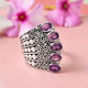 Sajen Silver CULTURAL FLAIR Collection - Amethyst Enamelled Ring in Rhodium Overlay Sterling Silver 