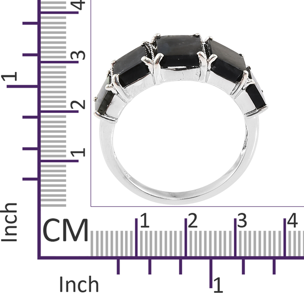 Spectrolite (Bgt 1.75 Ct) 5 Stone Ring in Platinum Overlay Sterling Silver 6.000 Ct.