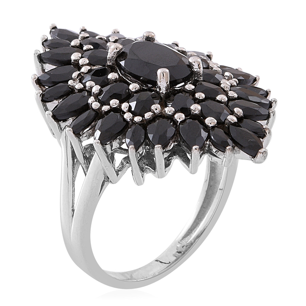 Boi Ploi Black Spinel (Ovl 1.92 Ct) Ring in Rhodium Plated Sterling Silver 9.000 Ct. Silver wt 7.00 Gms.