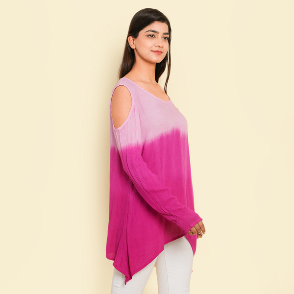 TAMSY 100% Viscose Ombre Pattern Top (Size XL, 20-22) - Pink